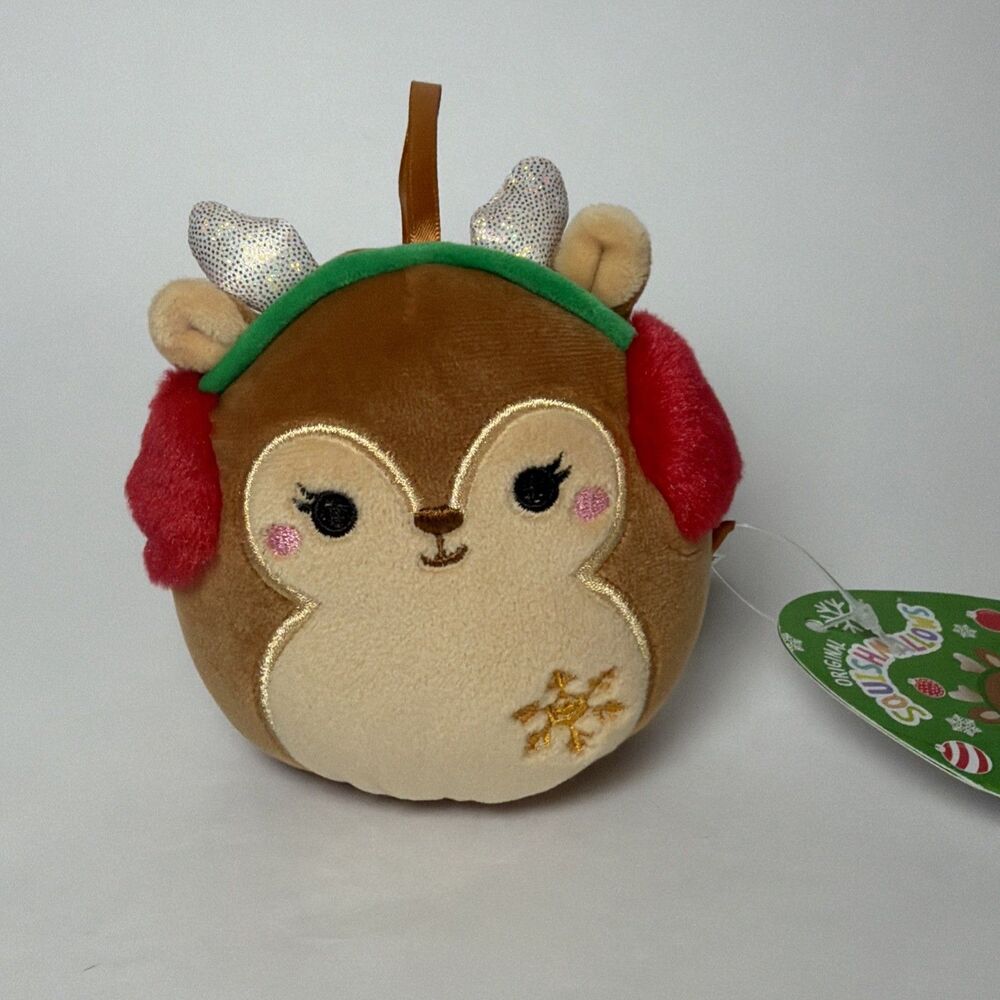 Squishmallow DARLA the DEER RED EARMUFFS 4" Christmas Ornament plush 4 inch 2024